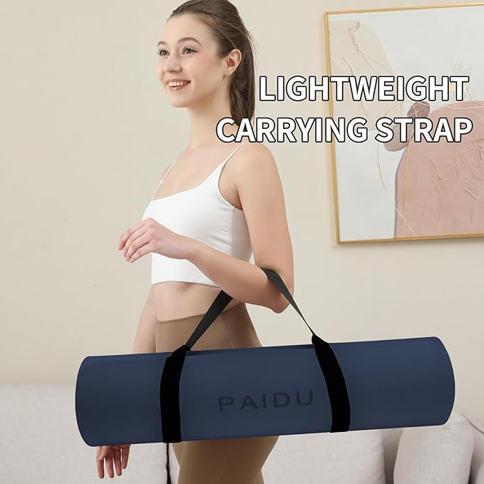 Yoga Mat Non Slip Anti-tear,extra thick-2/5 inch（10MM）High Resiliency Professional POE Yoga Mats for Women Men Kids,72"x24"inch,Workout, Yoga, Pilates and Floor Exercise, with Carrier Strap