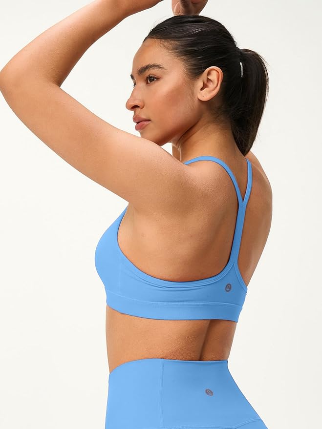 Womens Y Back Padded Sports Bra Strappy U Neck Butter Soft Low Impact Workout Bras Yoga Pilates Walking