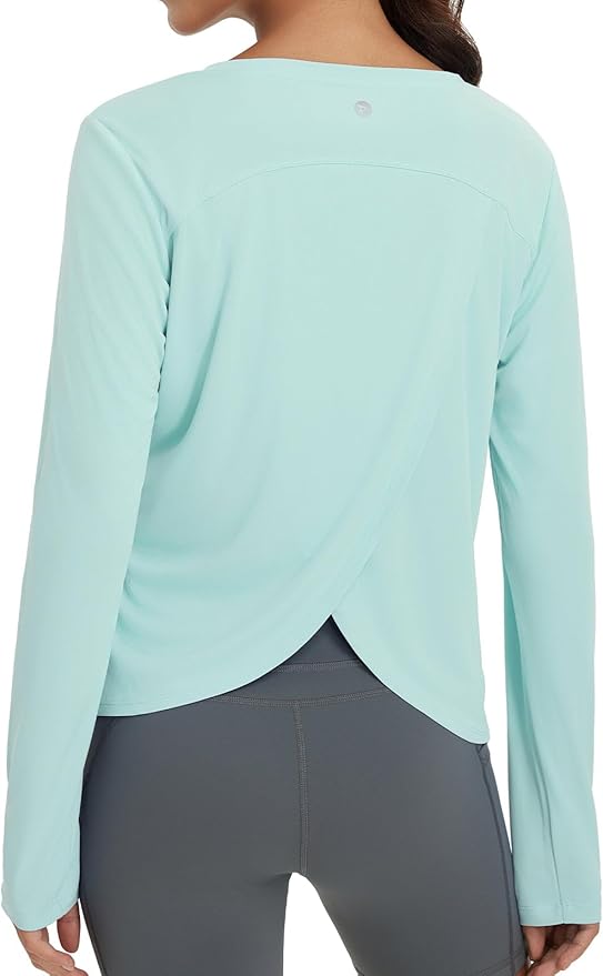 baleaf Women's Running Sun Shirts Long Sleeve UPF 50+ Workout Tops UV Athletic Split Back Quick Dry Lightweight