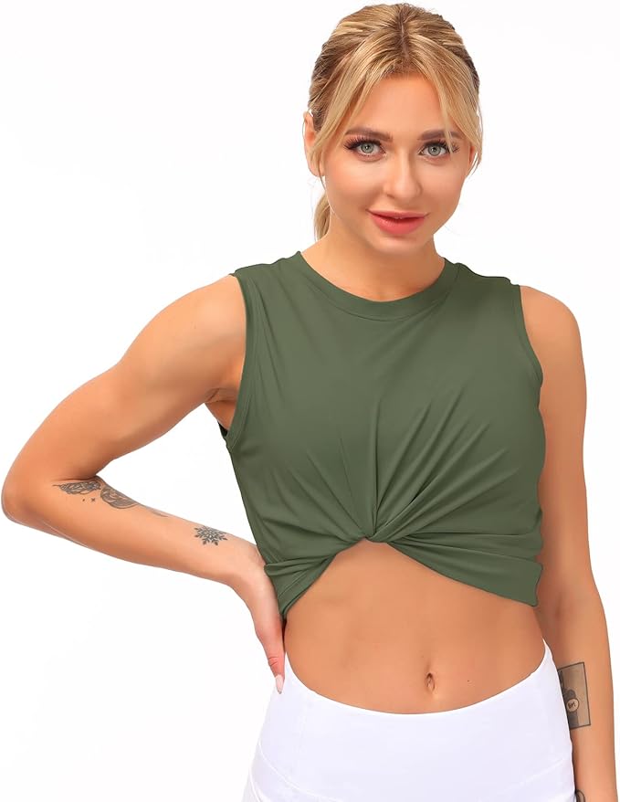 Dragon Fit Womens Ice Silk Workout Tank Tops Sleeveless Cropped Yoga Shirt for Running Gym Summer