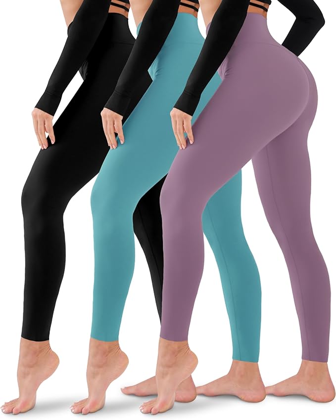 3 Pack Leggings for Women-No See-Through High Waisted Tummy Control Yoga Pants Workout Running Legging