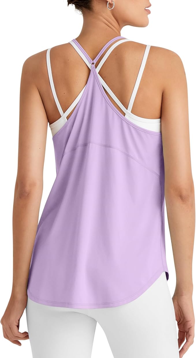 G4Free Workout Athletic Tank Tops for Women Racerback Lightweight Gym Pilates Y-Back Loose Fit Running Tanks Top