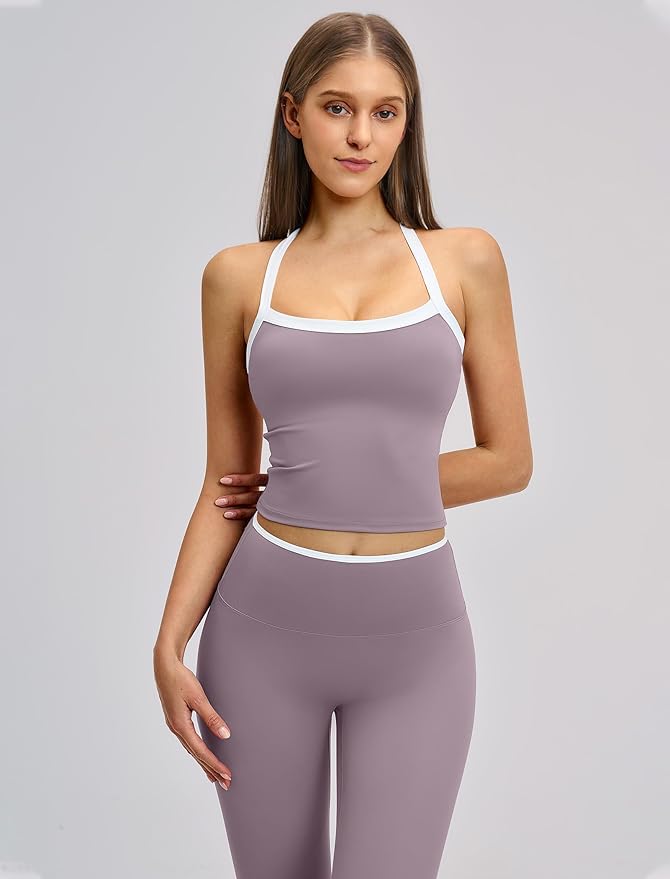 QBGJTD Womens Workout Sets Two Piece Cross Back Tank Top Matching High Waist Leggings Sets Gym Outfits Work Out Clothes