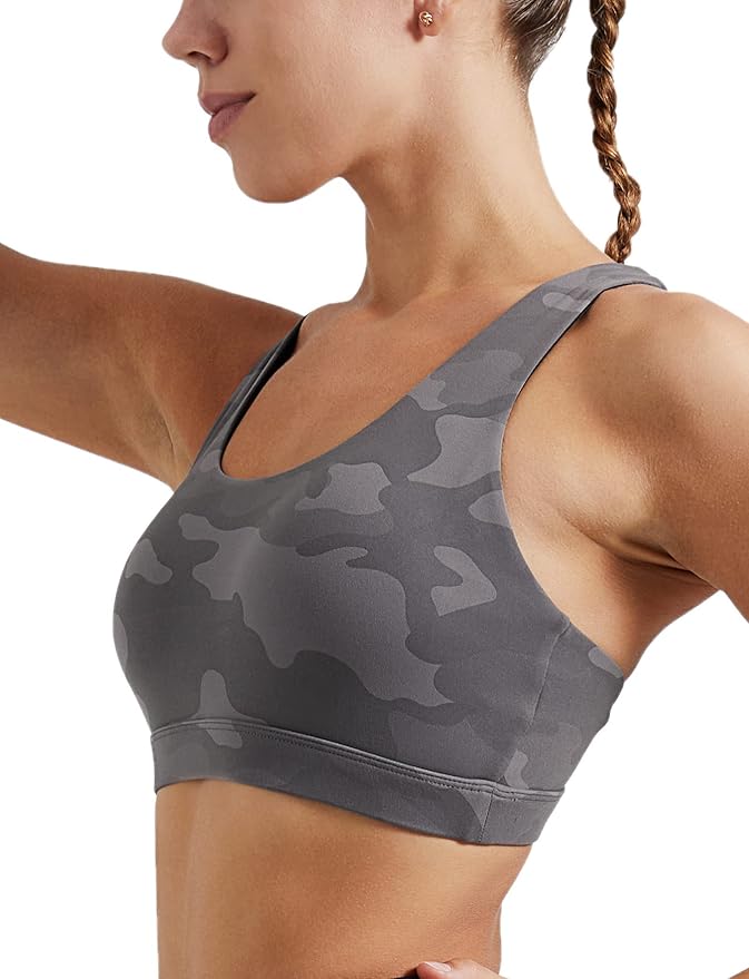 RUNNING GIRL Sports Bras for Women,Padded Strappy Sports Bras Criss-Cross Back Medium Support Sports Bras with Removable Cups