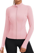 Rapbin Women's Slim Fit Workout Jackets Full Zip Long Sleeve Running Athletic Tops Yoga Shirts with Thumb Holes