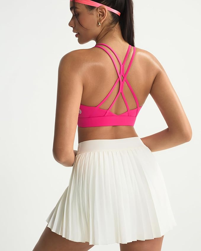 RUNNING GIRL Sports Bras for Women,Strappy Crisscross Back Padded Low Impact Running Sports Bra with Removable Cups
