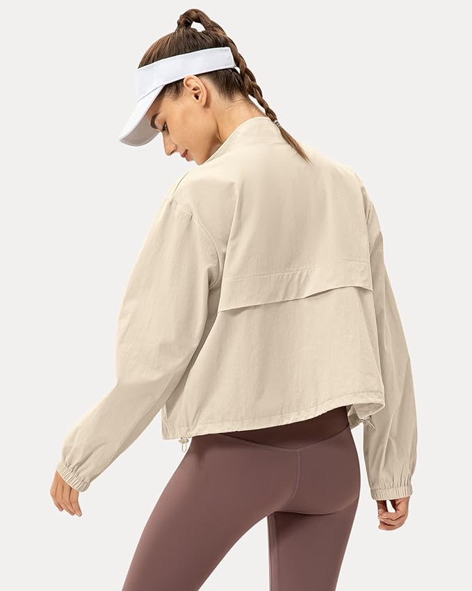 Locachy Women's Lightweight Zip Up Athletic Jacket Stand Collar Windproof Sun Protection Workout Outdoor Jacket