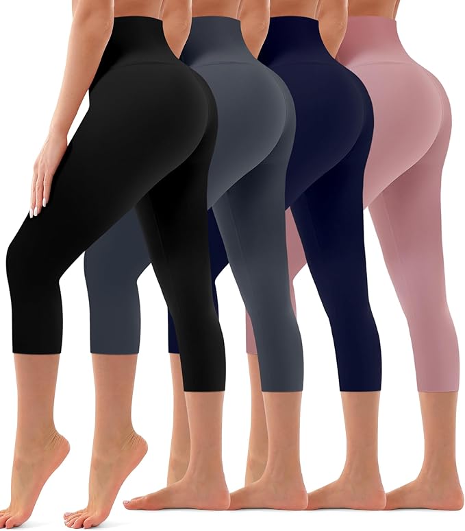 4 Pack Leggings for Women Butt Lift High Waisted Tummy Control No See-Through Yoga Pants Workout Running Leggings