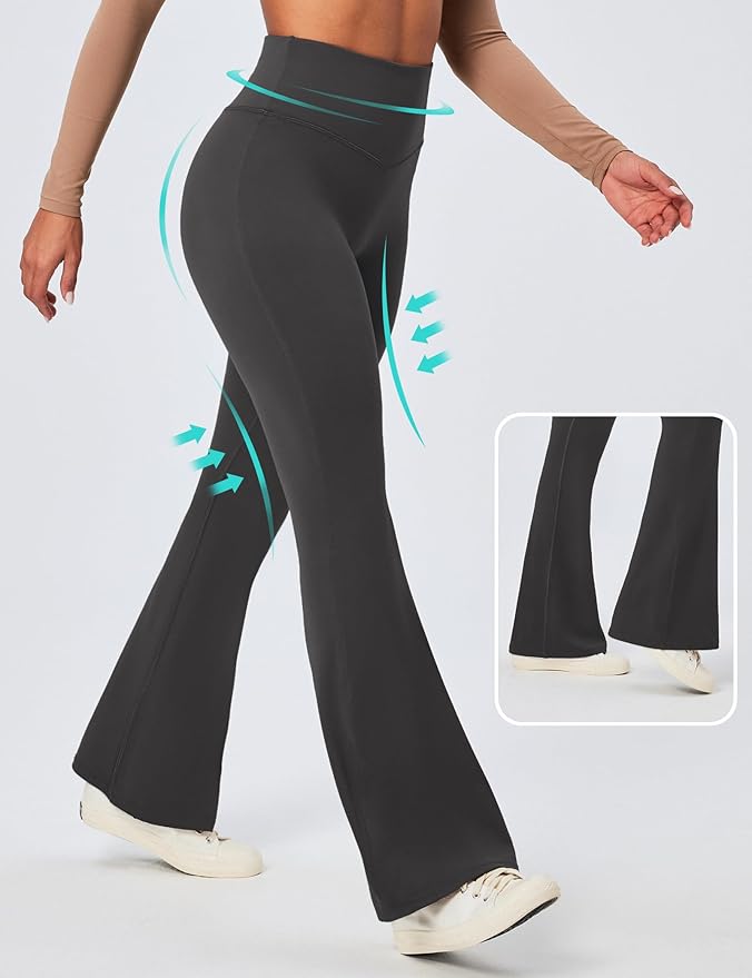 IUGA Flare Leggings for Women Tummy Control Flared Leggings No Front Seam Yoga Pants Women High Waisted Workout Bell Bottoms