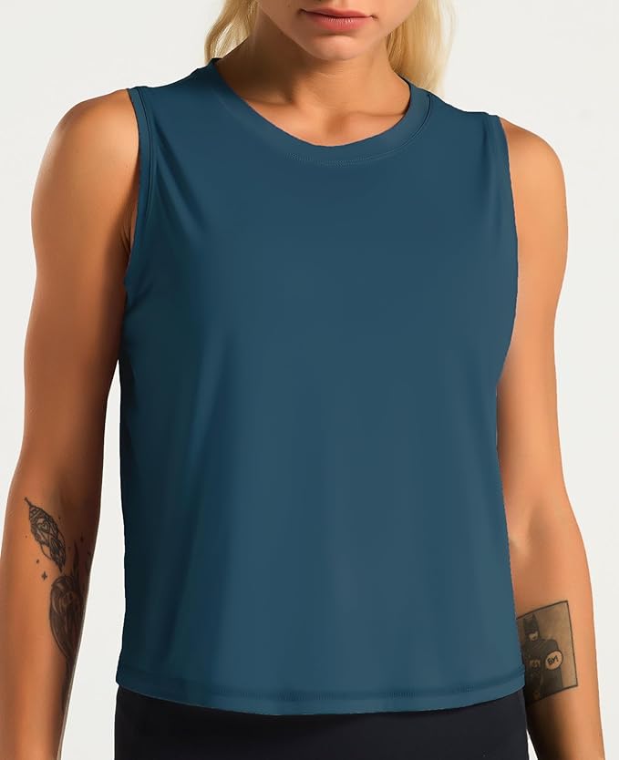 Dragon Fit Womens Ice Silk Workout Tank Tops Sleeveless Cropped Yoga Shirt for Running Gym Summer
