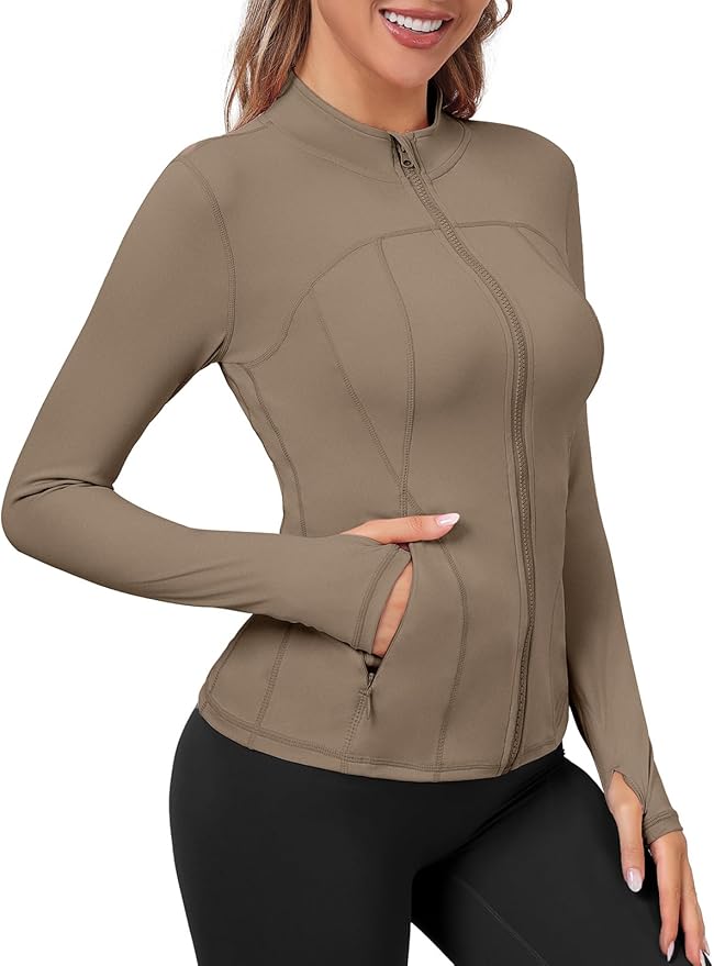 VUTRU Womens Workout Yoga Jacket Lightweight Zip Up Athletic Jacket Lightweight Cropped Jacekt with Pockets