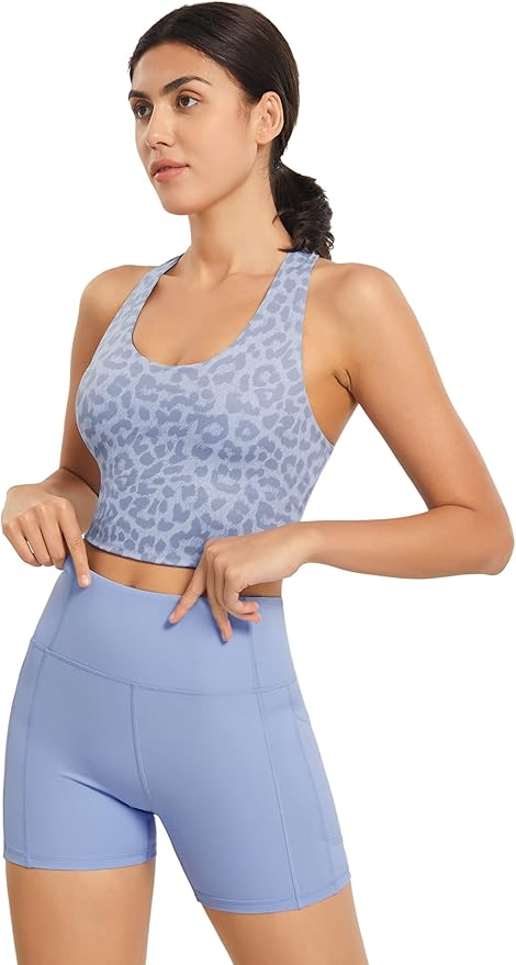 Sports Bras for Women Criss-Cross Back Padded Workout Tank Tops Medium Support Crop Tops for Women