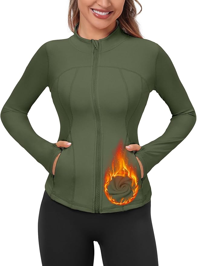 VUTRU Womens Workout Yoga Jacket Lightweight Zip Up Athletic Jacket Lightweight Cropped Jacekt with Pockets