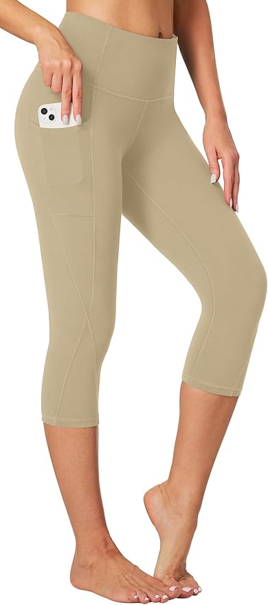 Heathyoga Capri Leggings for Women High Waisted Capri Leggings with Pockets for Women Tummy Control Yoga Pants Women