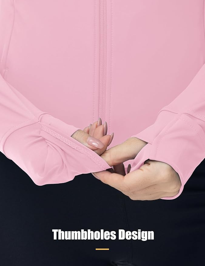 Gopune Women's Workout Athletic Jacket Lightweight Zip Up Yoga Slim Fit Tops with Pockets