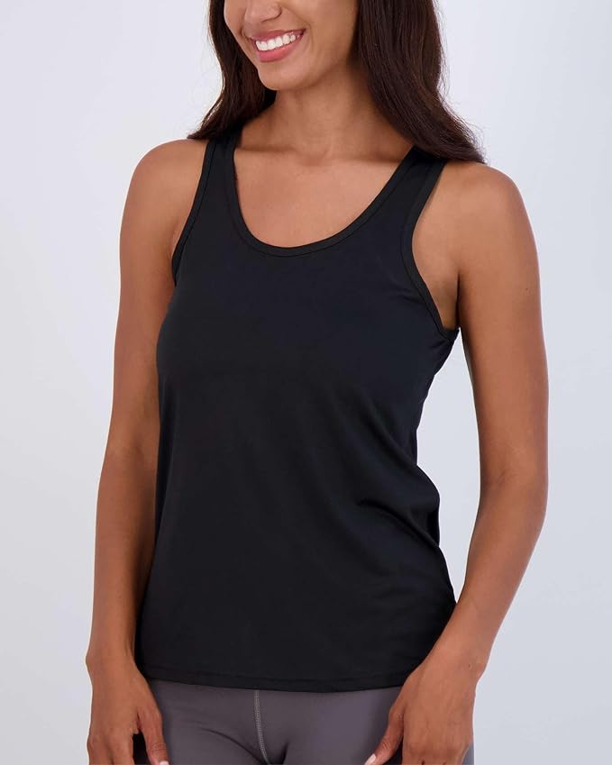 Real Essentials 5 Pack: Women's Racerback Tank Top Dry-Fit Athletic Performance Yoga Activewear (Available in Plus Size)