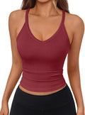 Trendy Queen Womens Racerback Ribbed Tank Tops Soft Stretch V Neck Workout Casual Tops Summer Sleeveless Crop Camisole