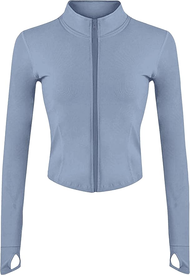 Tanming Women's Full Zip Seamless Workout Jacket Running Yoga Slim Fit Track Jacket