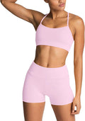 IMEKIS Women's Workout Sets 2 Piece Yoga Outfit High Waisted Biker Shorts Leggings Sports Bra Gym Fitness Clothes Tracksuit