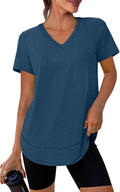 XIEERDUO Womens Workout Tops Short Sleeve Shirts Quick Dry Outfits for Hiking Running V Neck S-3XL
