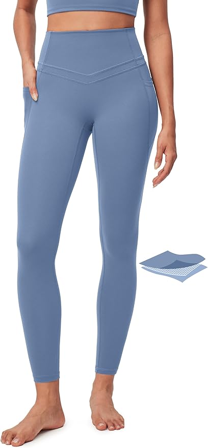 IUGA Compression Leggings with Pockets for Women Tummy Control Leggings No Front Seam Workout High Waist Yoga Pants