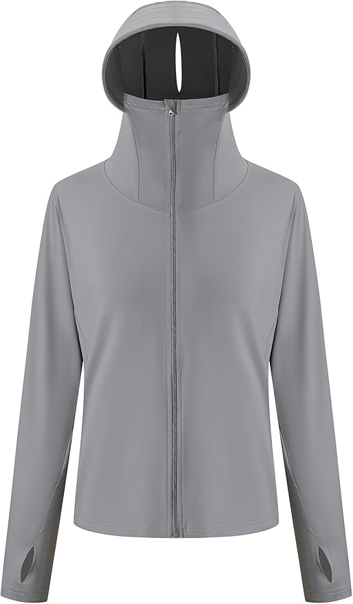 Women's UPF 50+ Sun Protection Hoodie Jacket with Pockets Lightweight Zip Up Sun Cover Up Shirt Athletic Jacket