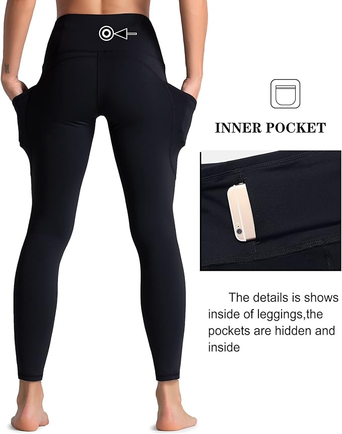 Dragon Fit High Waist Yoga Leggings with 3 Pockets,Tummy Control Workout Running 4 Way Stretch Yoga Pants