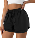 Yevrimow Women's 2 in 1 Running Shorts for Gym Yoga Workout Athletic Shorts High-Waisted Shorts with Liner Pockets