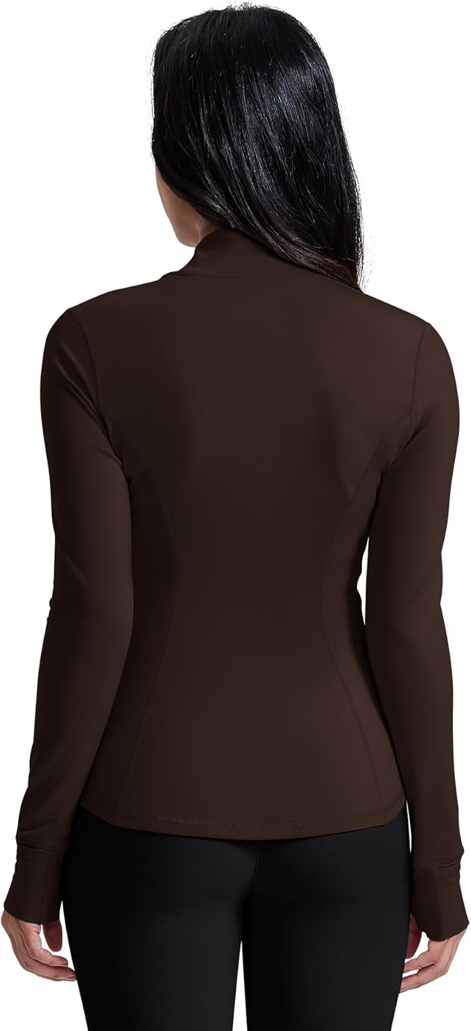 AVGO Womens Running Jackets Lightweight Slim Fit Workout Jacket Zip Up Athletic Track Gym Tops with Pockets & Thumb holes