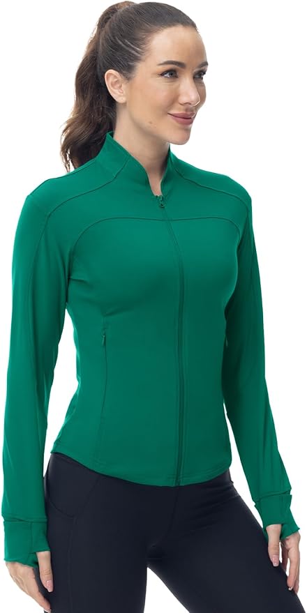 Gopune Women's Workout Athletic Jacket Lightweight Zip Up Yoga Slim Fit Tops with Pockets