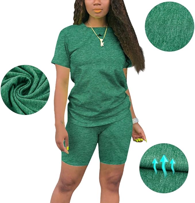 KINIKO Women's 2 Piece Casual Fashion Sports Solid Color Suit short Sleeve top and Pants Set Sweatshirt