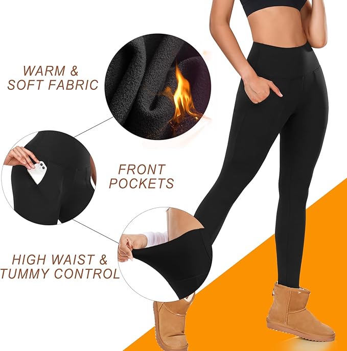 MOREFEEL Leggings with Pockets for Women, High Waisted Tummy Control Workout Hip Lift Yoga Pants Activewear