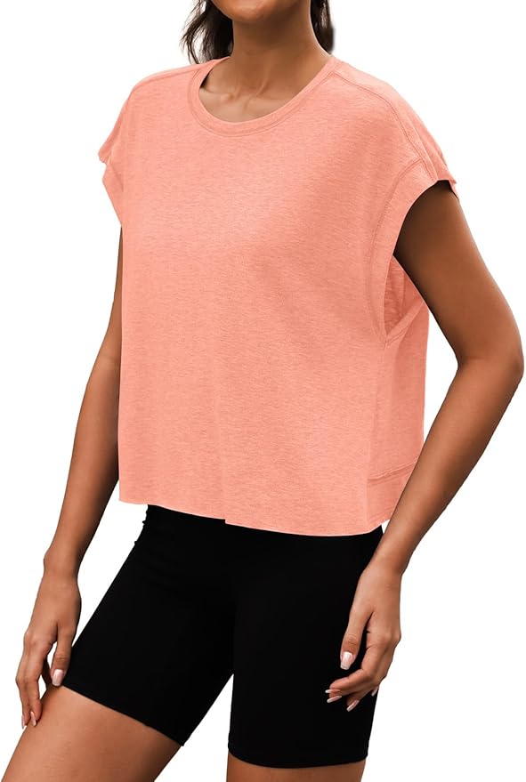 Women Open Back Workout Shirts Short Sleeve Tops Casual Yoga Y2k Athletic Gym Running Crop Tees