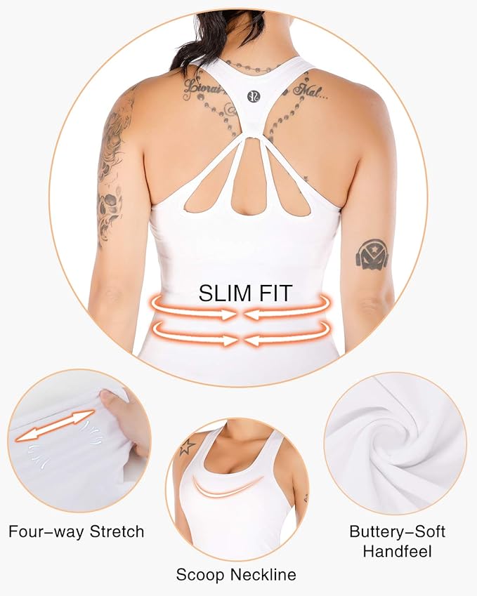 RUNNING GIRL Workout Tank Tops with Built in Bras for Women,Compression Shirt Strappy Back Athletic Yoga Tops