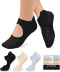 Diu Life 3 Pack Pilates Socks Yoga Socks with Grips for Women Non Slip, Workout, Pure Barre, Ballet, Dance, Hospital Socks