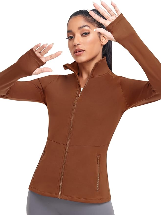 VUTRU Women's Workout Yoga Jacket Full Zip Running Athletic Track Jacket