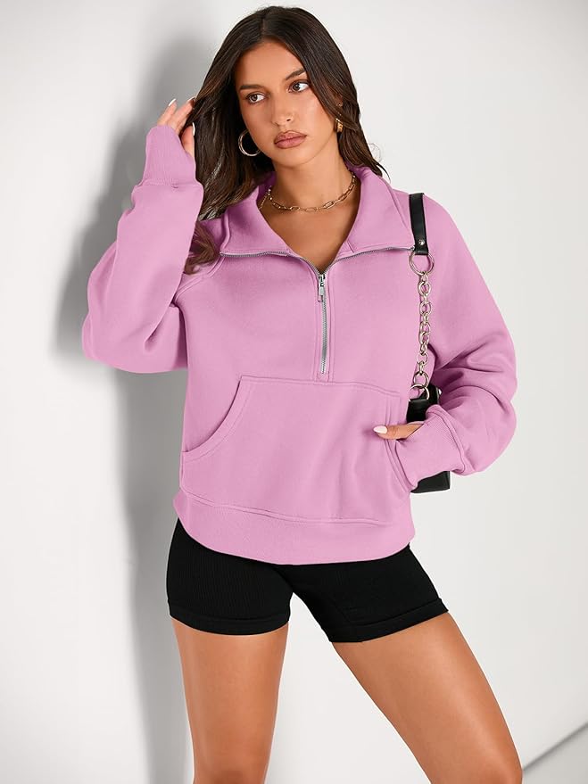 AUTOMET Womens Sweatshirts Half Zip Cropped Pullover Fleece Quarter Zipper Hoodies 2026 Fall Fashion Outfits Clothes