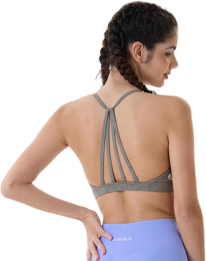 AUROLA Mercury Workout Sports Bras Women Athletic Removable Padded Backless Strapy Minimal Crop Top