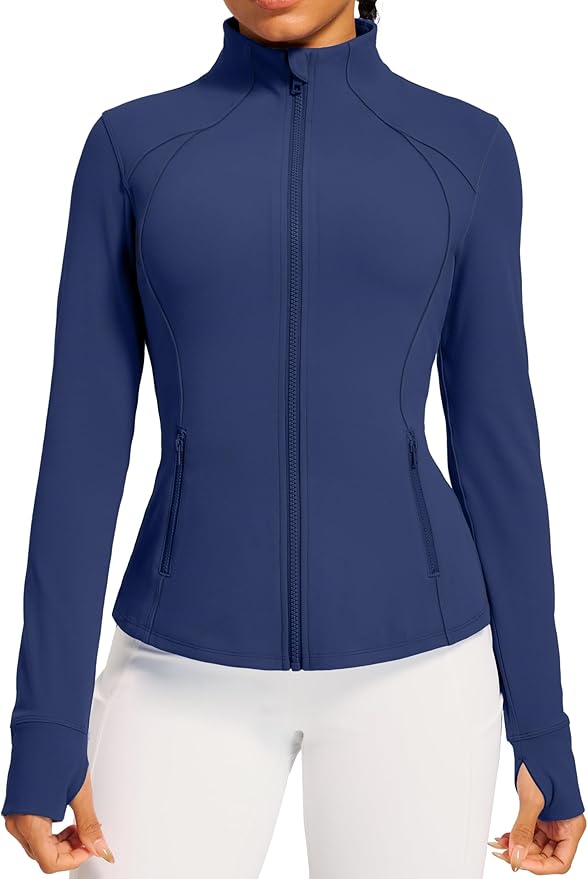 IUGA Women's Workout Jackets BBL Running Athletic Jackets Lightweight Full Zip Up Slim Fit for Women with Thumb Holes