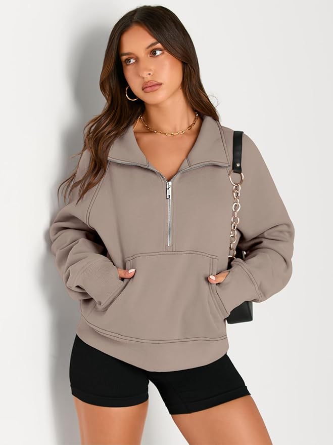 AUTOMET Womens Sweatshirts Half Zip Cropped Pullover Fleece Quarter Zipper Hoodies 2026 Fall Fashion Outfits Clothes