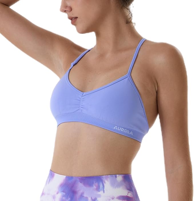 AUROLA Mercury Workout Sports Bras Women Athletic Removable Padded Backless Strapy Minimal Crop Top
