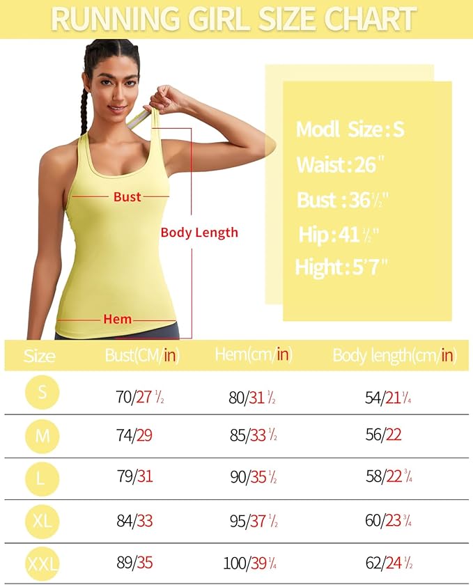 RUNNING GIRL Workout Tank Tops with Built in Bras for Women,Compression Shirt Strappy Back Athletic Yoga Tops