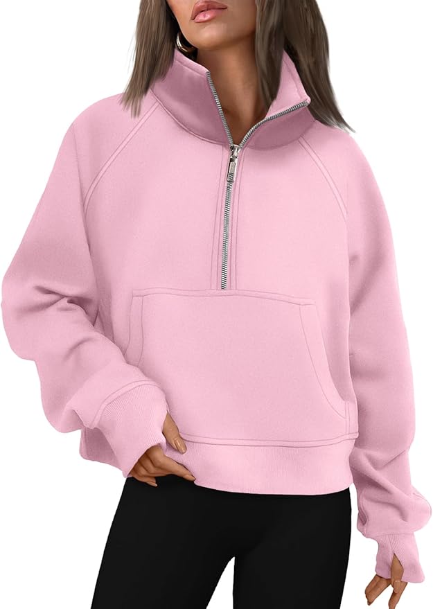 AUTOMET Womens Sweatshirts Half Zip Cropped Pullover Fleece Quarter Zipper Hoodies 2026 Fall Fashion Outfits Clothes