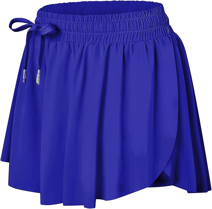 Wsirmet Flowy Shorts for Women Butterfly Shorts 2 in 1 Athletic Workout Gym Biker Running Shorts with Pockets