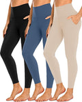 NEW YOUNG 3 Pack Leggings with Pockets for Women,High Waisted Tummy Control Workout Yoga Pants
