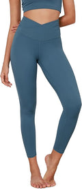 ODODOS Women's Cross Waist Yoga Leggings with Inner Pocket, 23"/25"/28" Gathered Crossover Workout Yoga Pants
