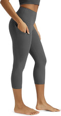 ODODOS Women's High Waisted Yoga Capris with Pockets, Tummy Control Non See Through Workout Athletic Running Capri Leggings