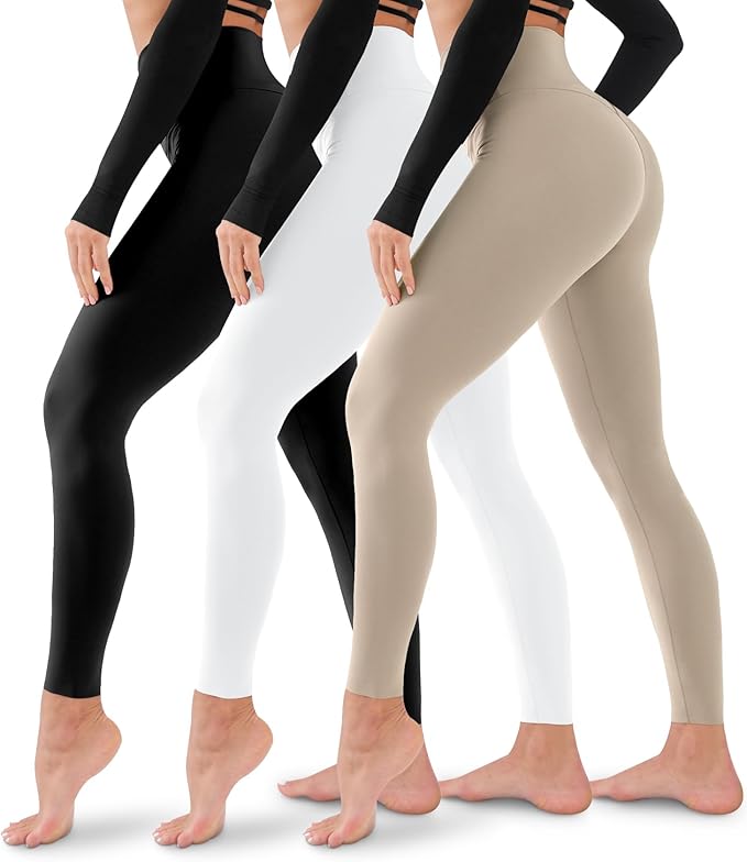 3 Pack Leggings for Women-No See-Through High Waisted Tummy Control Yoga Pants Workout Running Legging