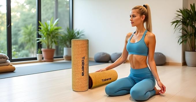 Foam Roller Physical Therapy/Natural Eco-Friendly Cork Roller/High-Density deep Tissue Massage Roller/Stretching Roller Yoga & Travel Friendly (12 * 4 Inch)