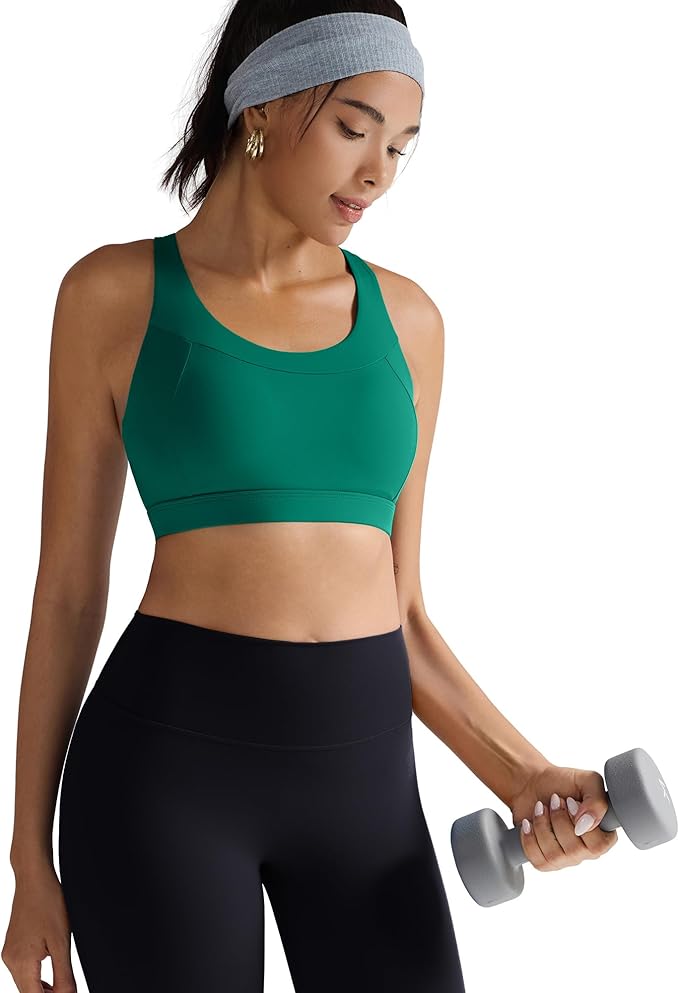 RUNNING GIRL Sports Bra for Women, Molded Cup High Impact Sports Bras for Women with Sewn in Pads